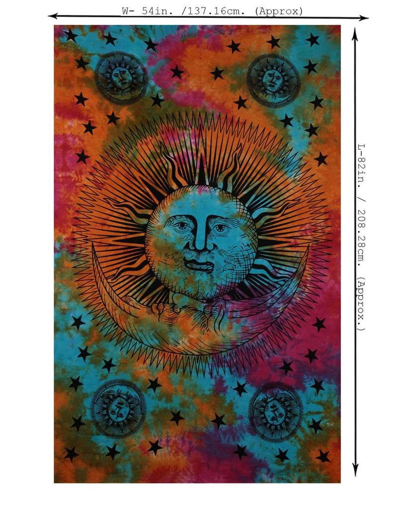 Tie dye sun discount and moon tapestry