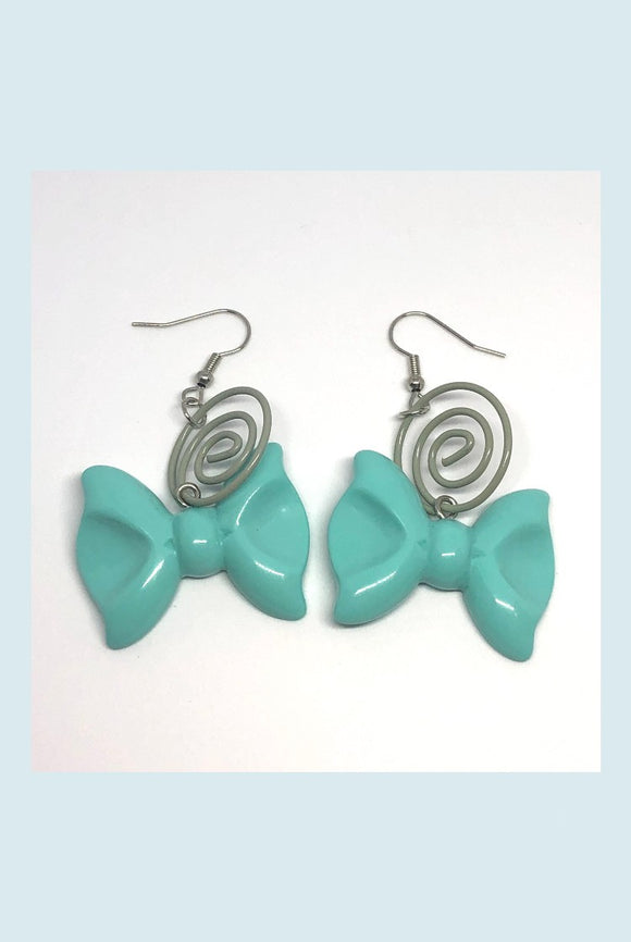 ☯Teal Bow Earring☯