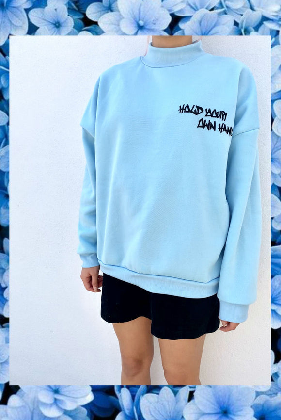 ☯Hold Your Own Hand Blue Sweater☯