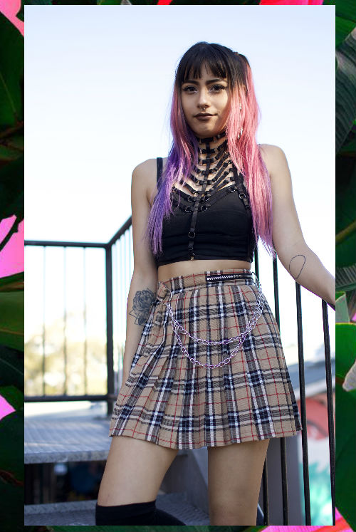 SOLD OUT Chained Plaid Skirt