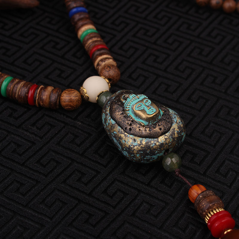 Wood Ethnic Buddha Pendant Necklace – Universal Hobo