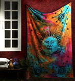 Tie Dye Celestial Sun Moon Tapestry