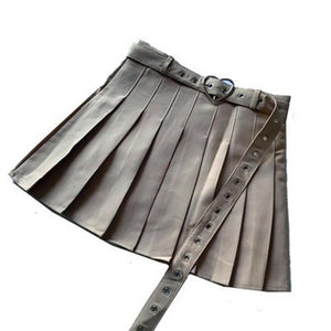 Heart Belt Pleated Skirt (Tan)
