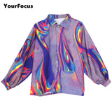 Rainbow Oil Spill Button Up Shirt